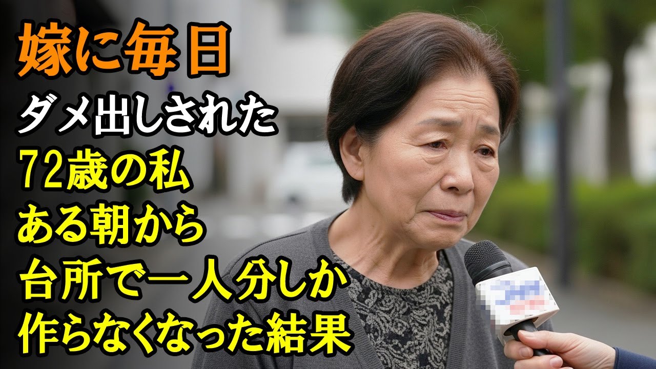 嫁に毎日ダメ出しされた72歳の私、ある朝から台所で一人分しか作らなくなった結果