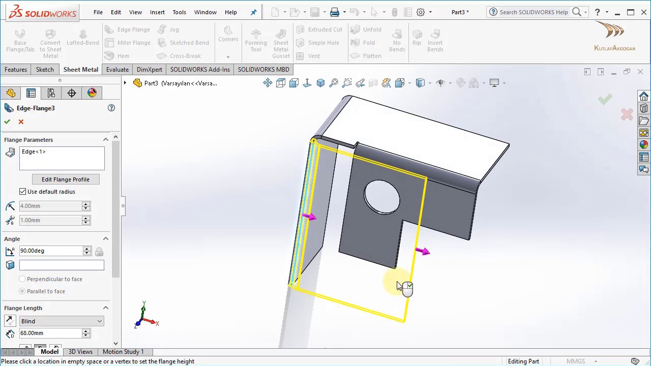 Solidworks Sheet Metal Edge /Mitel Flange _Kenar ve Çevresel Flanş
