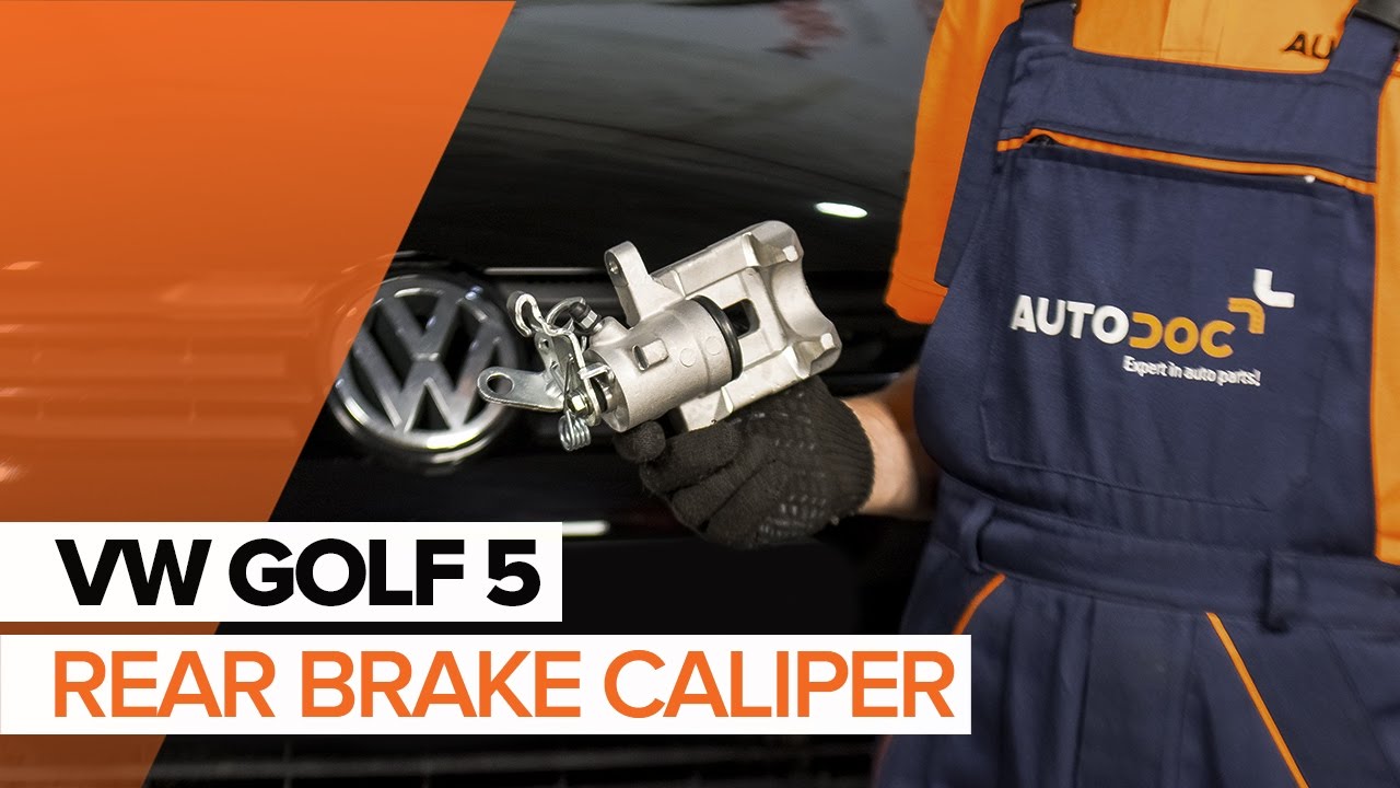 How to change a rear brake caliper on VOLKSWAGEN GOLF 5 TUTORIAL | AUTODOC