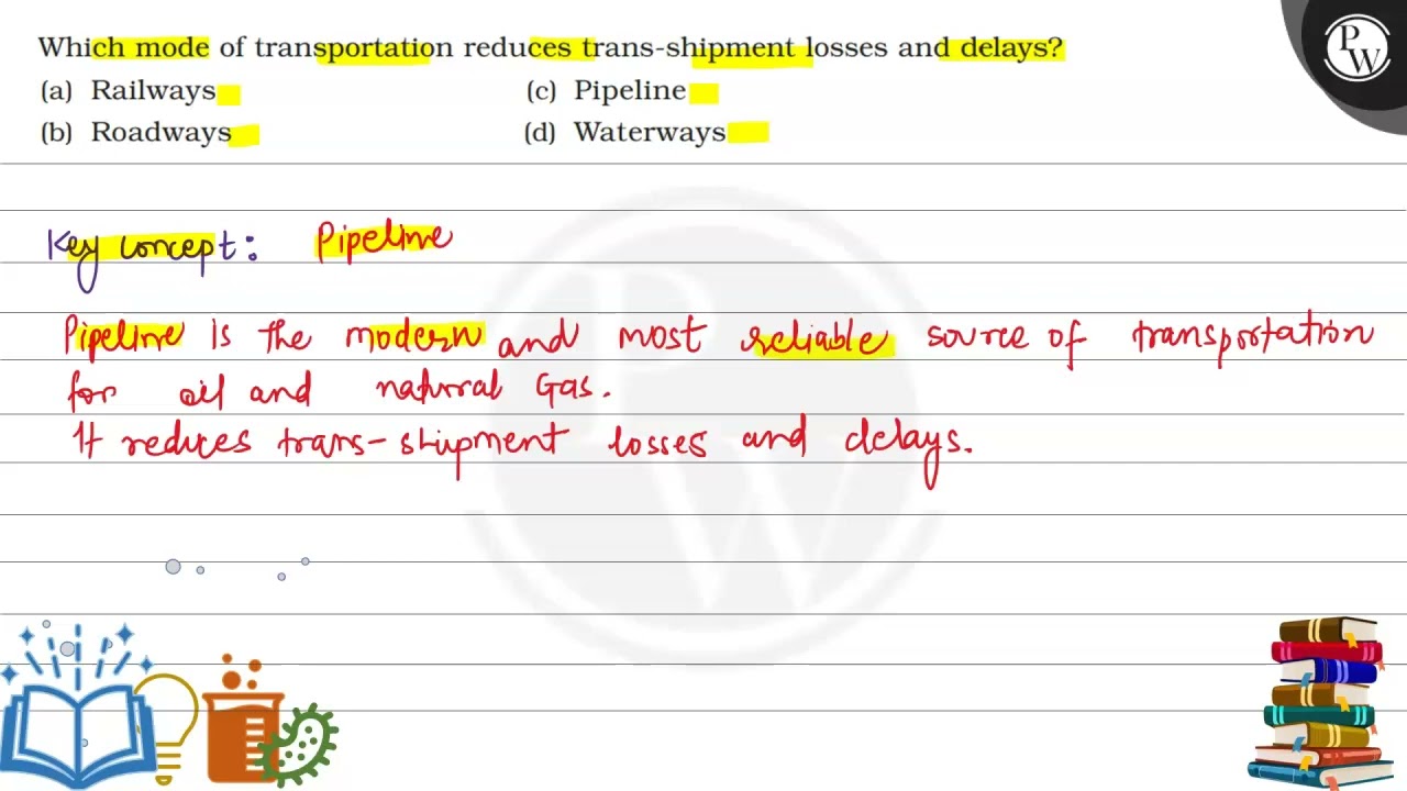 Which mode of transportation reduces trans-shipment losses and delays?
(a) Railways
(c) Pipeline...