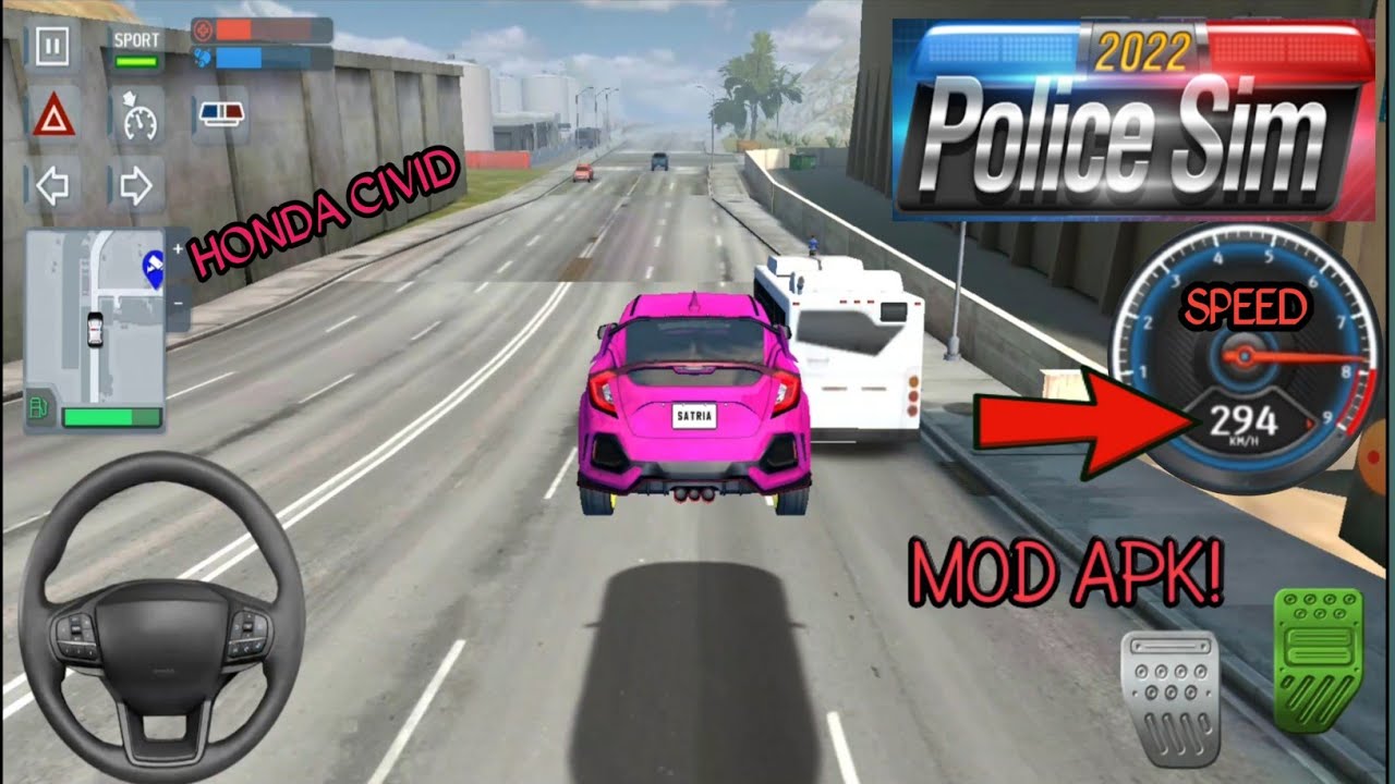 Police Sim 2022 Mod Apk ( UNLIMITED MONEY ) & testing speed Honda Civic #android gameplay