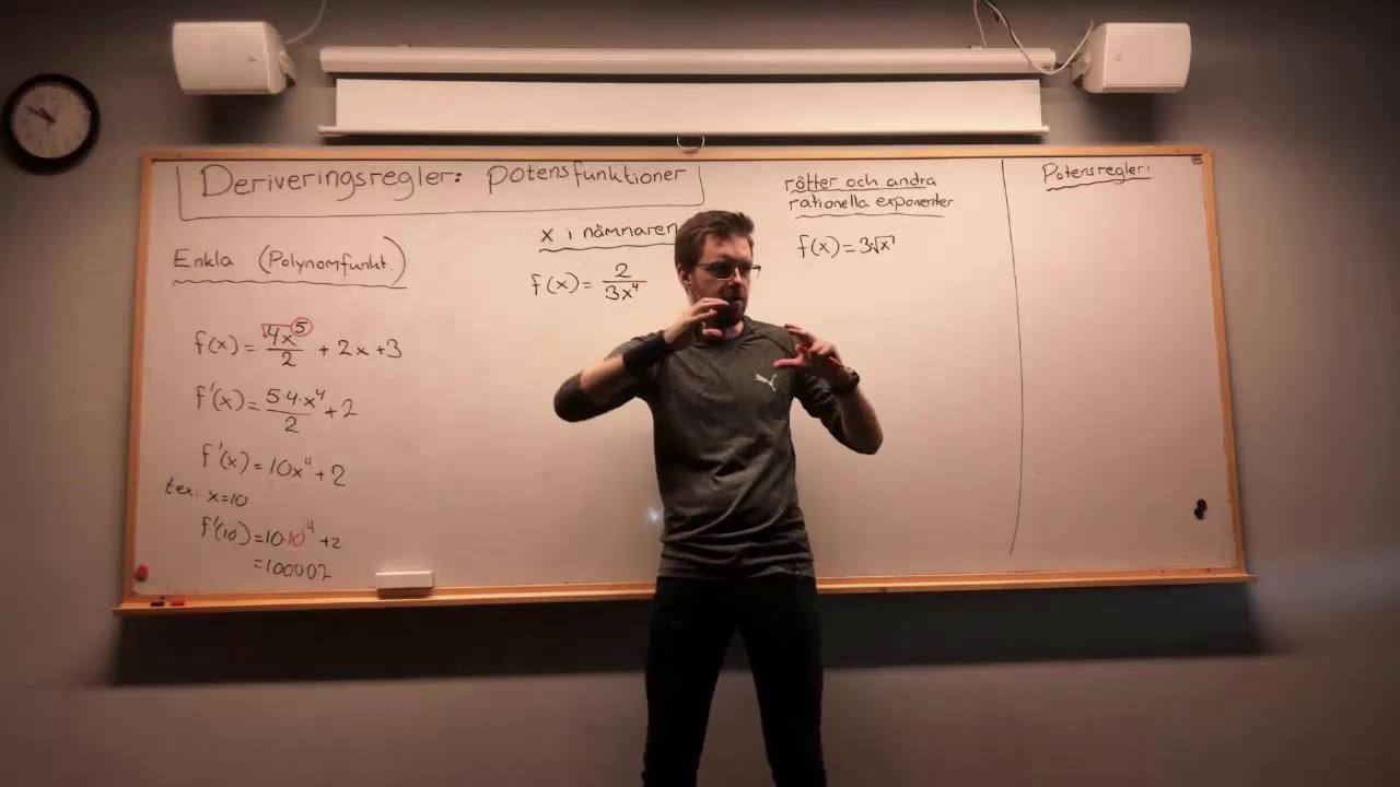 Matematik 3: DERIVERINGSREGLER: Potensfunktioner (x i nämnaren, samt roten ur).