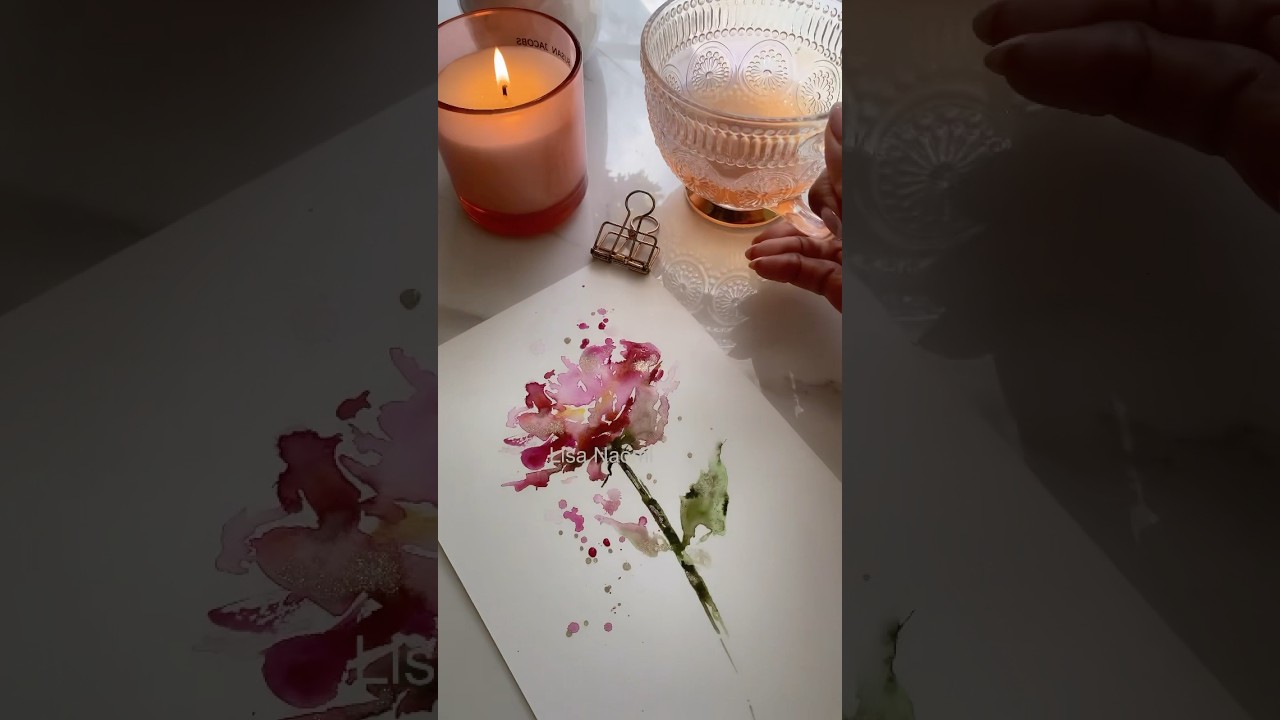 How to paint a loose watercolor flower - using a Fuumuui needle point brush! #watercolor