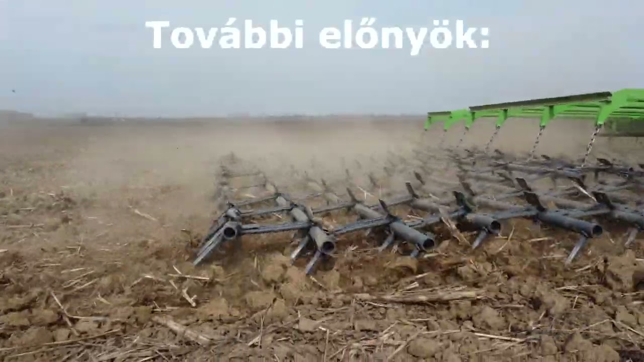 Flexibilis Borona grúberezett cirok tarlón. Tavaszi elmunkálás, levegőztetés, cseréptörés, gyomirtás