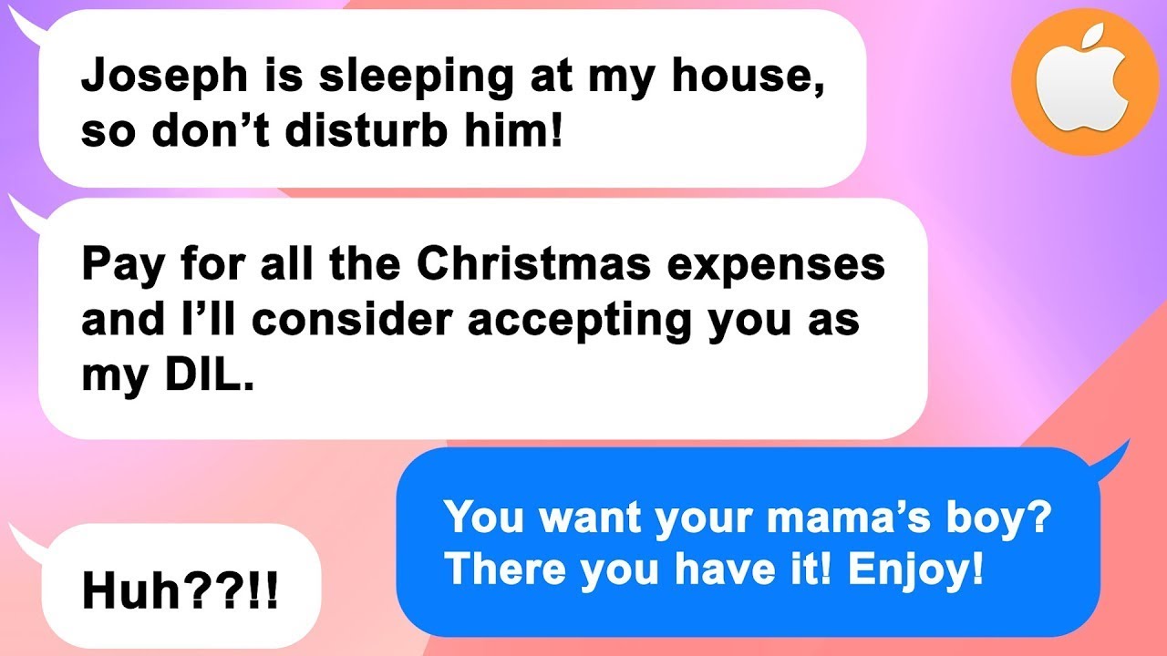 [Apple] Jealous MIL rips my dress and makes me pay for Xmas, so I give her back mama's boy!