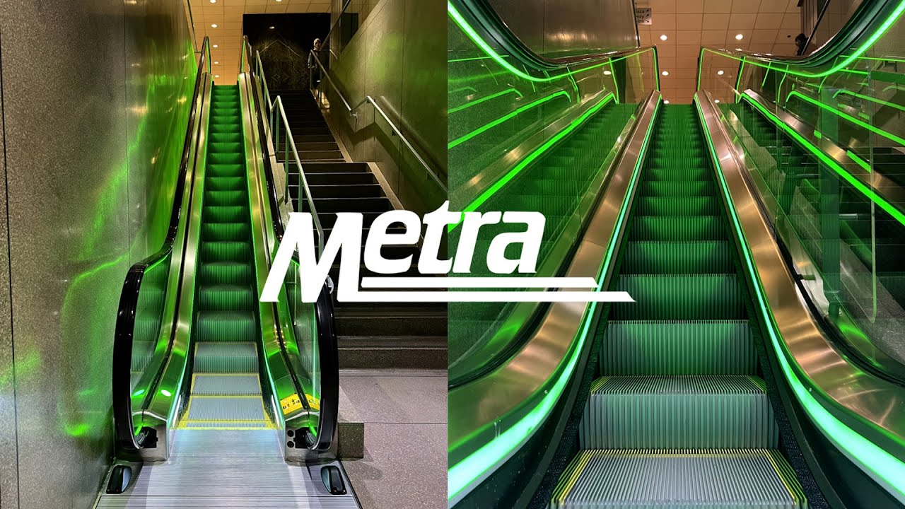 Neon Green ThyssenKrupp Single-File Escalator - Illinois Center - Chicago, IL