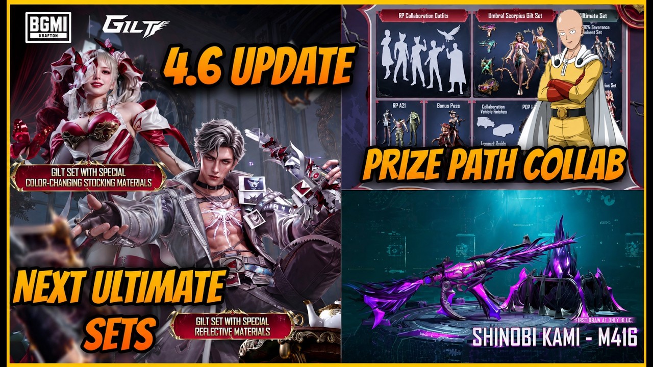 🔥NEXT PRIZE PATH l SHINOBI KAMI M416 l NEXT ULTIMATE SET AND GILT SPIN l BGMI 4.6 UPDATE