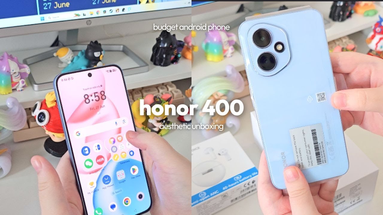 honor 400 (tidal blue) aesthetic unboxing 💙 | ai features + camera test + quick setup 📱💖✨