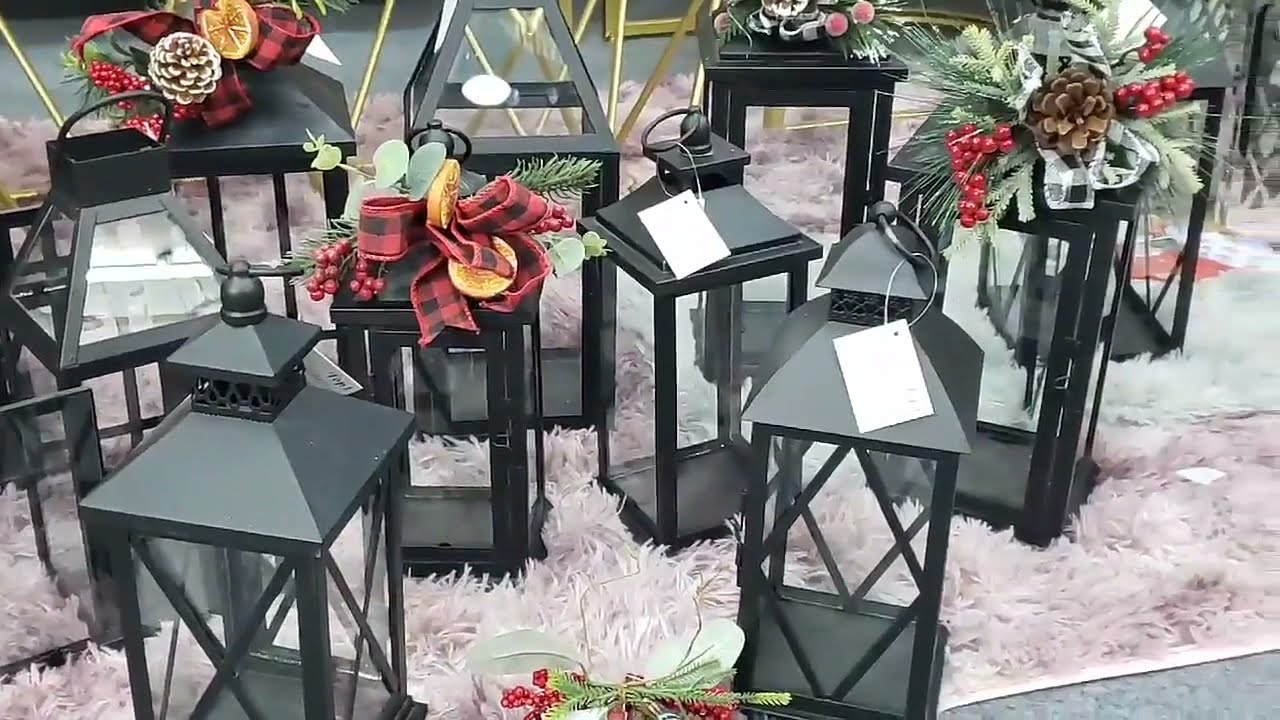 Black Metal Craft Decorative Candle Lantern Set  For Home Decor