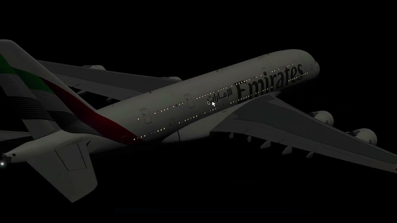 Airbus A380, Athens, Greece - Dubai, UAE, night flight - Aerofly FS