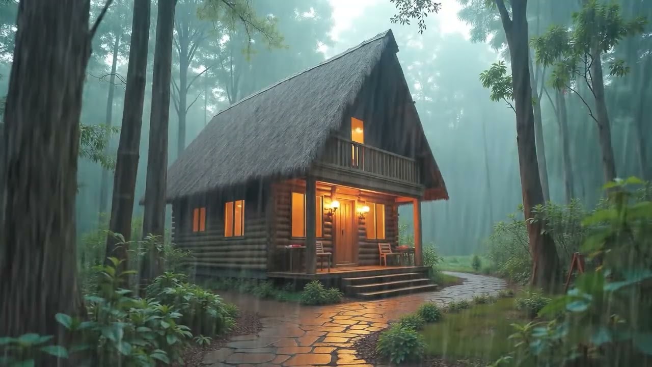 The Alchemist's Cottage: Magical Forest Storm Ambience ✨ Heavy Rain on Roof Sounds