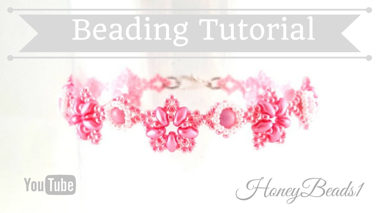 Fatamorgana Bracelet Beading Tutorial by HoneyBeads1 (with superduo and rounduo beads)