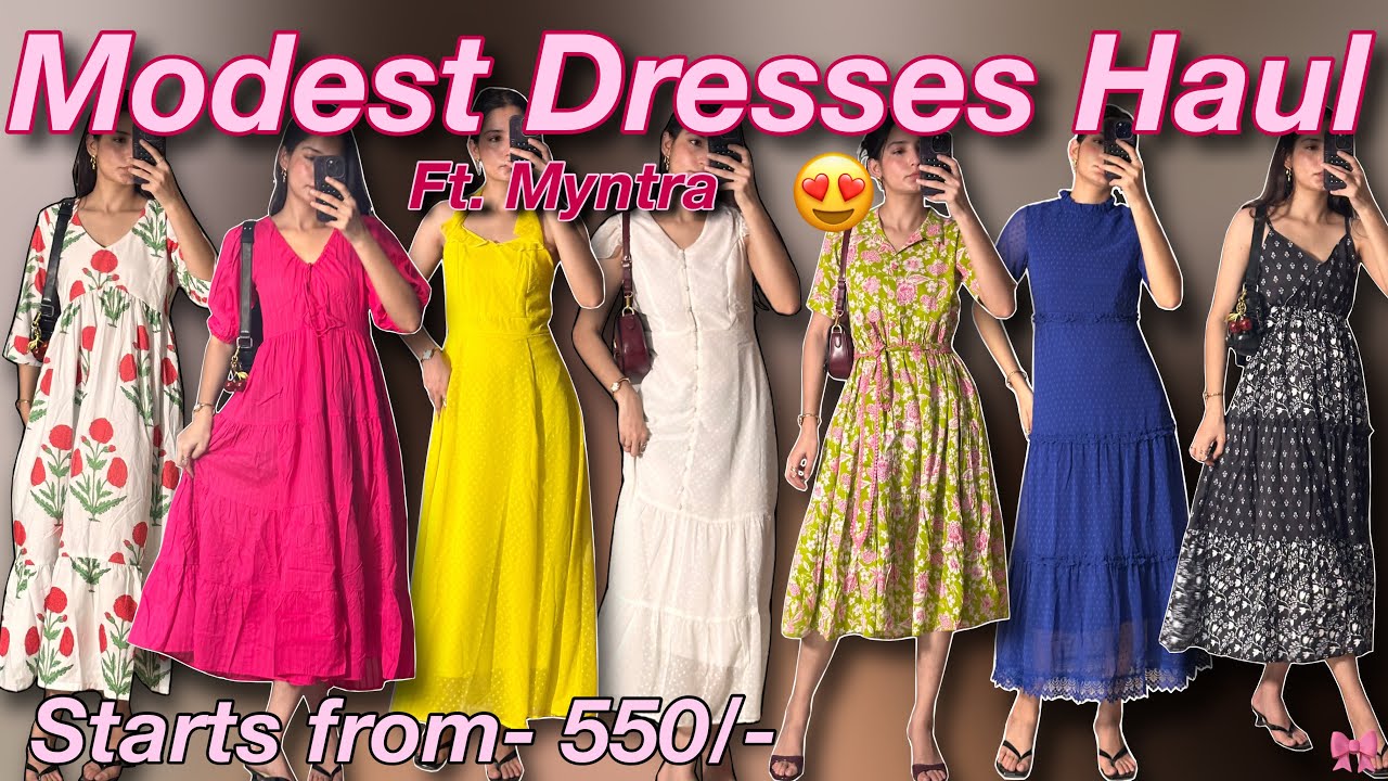 You need to see these *Modest Dresses* Haul from Myntra!😍 Maxi Dress, Flared Dresses! Try-on Haul🌷