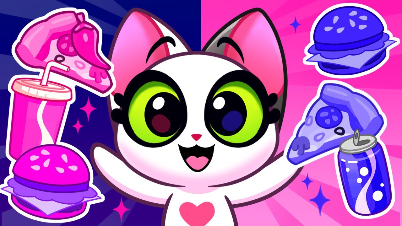 Pink VS Black Challenge | Eating Only 1 Color Challenge | Funny Color Stories for Kids | Purr-Purr