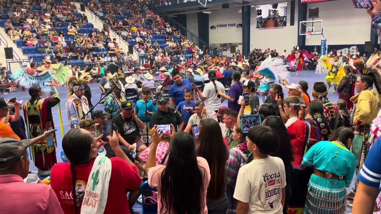 Northern Cree sings for fancy shawl at Stroud 2023