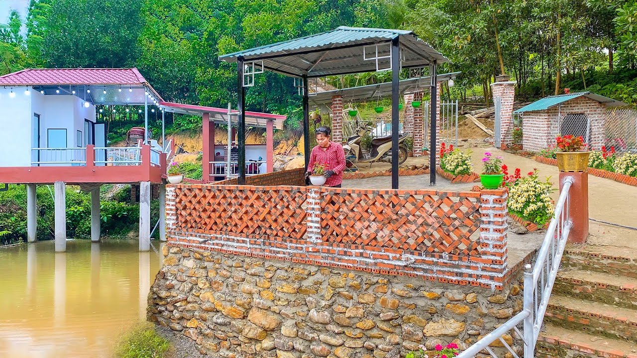Pour Concrete Floor And Build Diagonal Bricks Fence Around The Iron Cabin. Ly Hong Quan