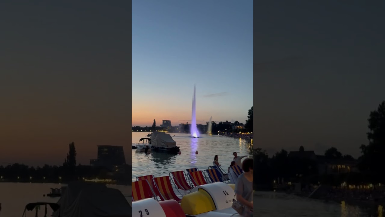 ZugMagic Water and Light Shows take place on Zug&rsquo;s lakeside promenade, featuring water fountains