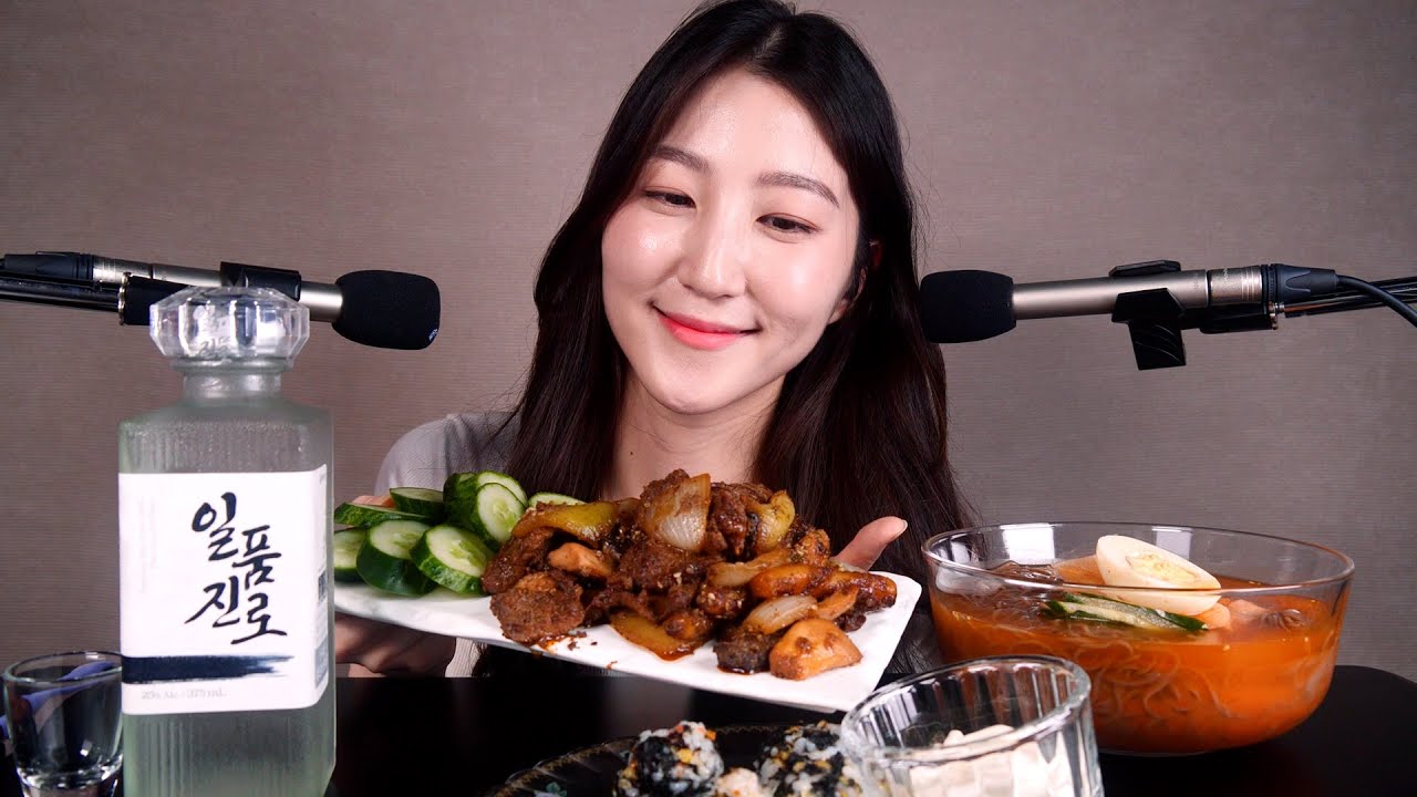 귀to귀 ASMR｜돼지갈비, 물냉면 & 일품진로｜혼술｜Eating Sound｜ Mukbang