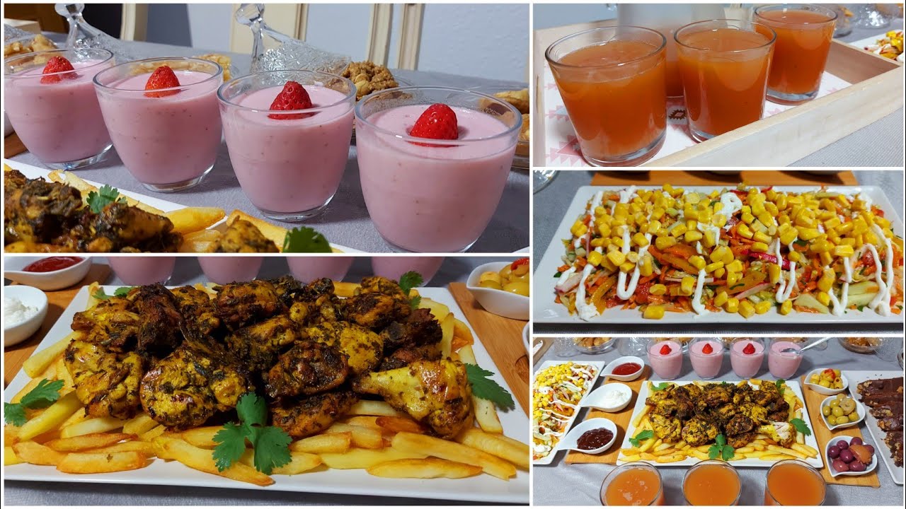 طبيلة اليوم مبهجة😂بلا عجن عجن🙆‍♀️وجبات صحية ولديدة لمائدتك👌دجاج فالفرن😋عصير لبرقوق🍹ياغورت فريز منزلي