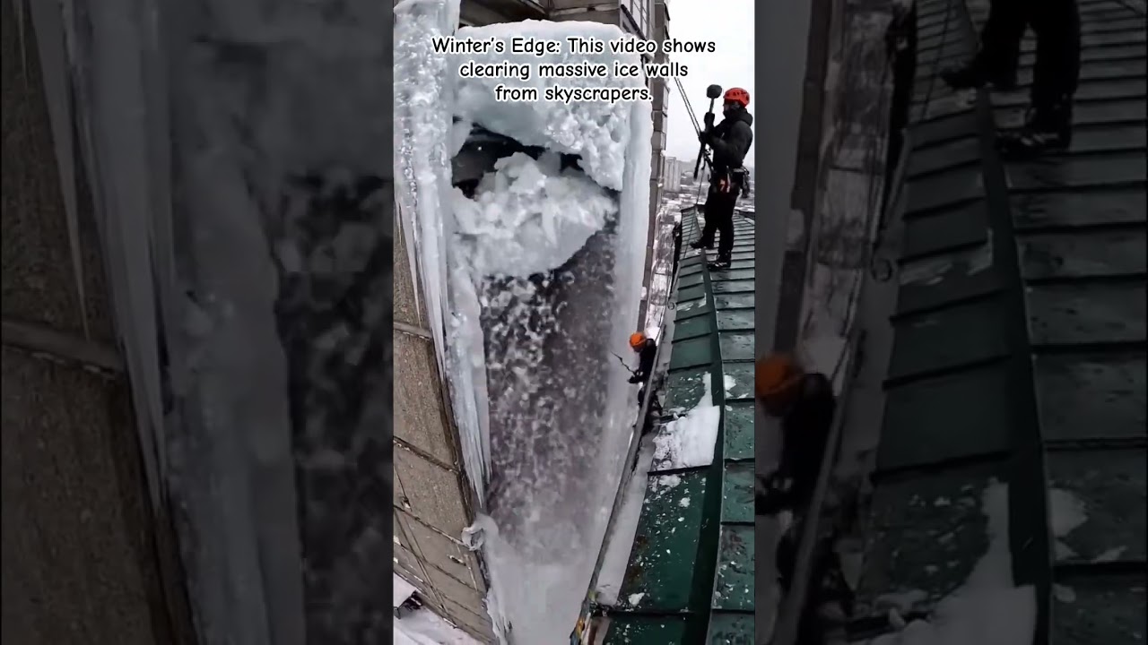 The Ultimate Ice Break: High-altitude icicle removal.#shorts #relatable #icicles