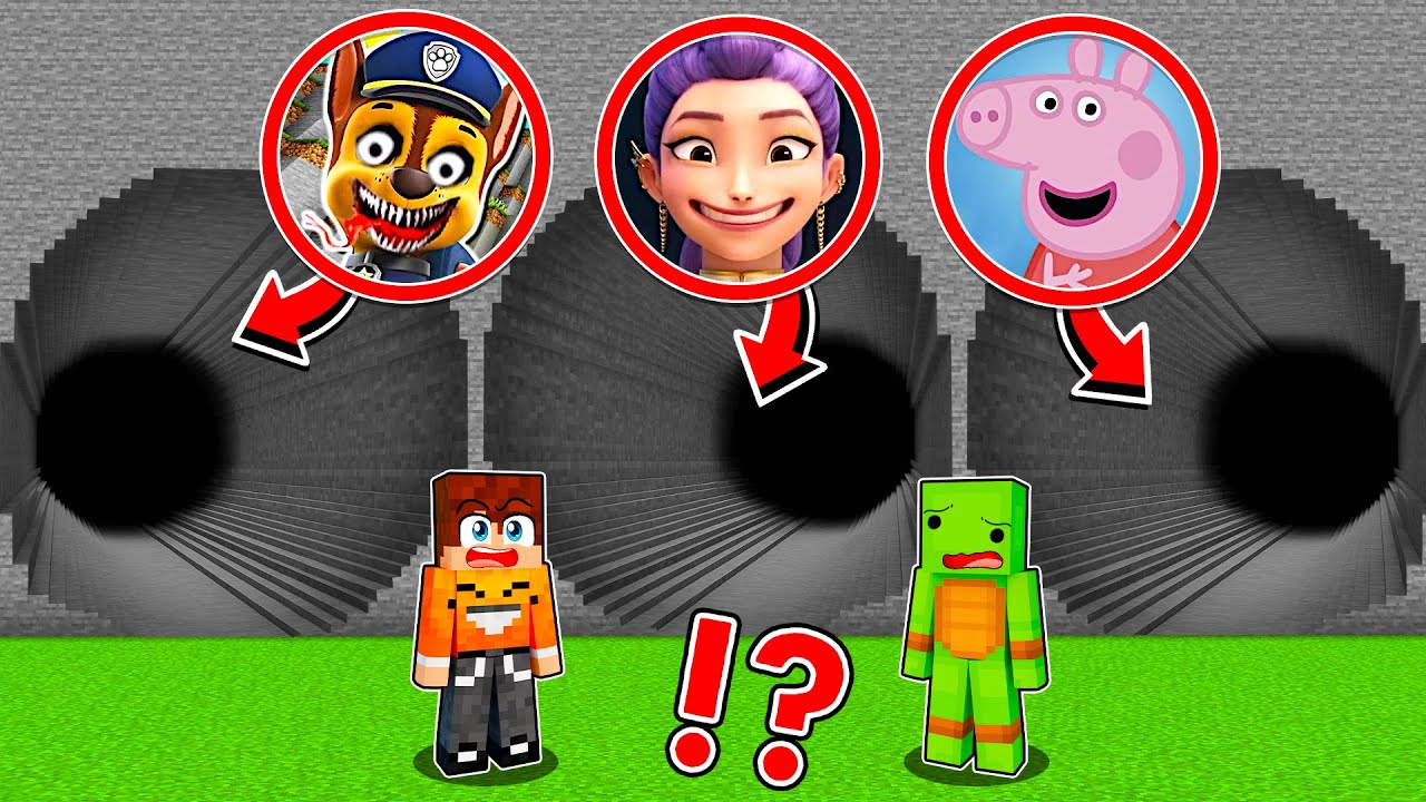 NIGDY NIE WCHODŹ DO TYCH TUNELI w Minecraft! (Psi Patrol, Rumi KPOP, Świnka Peppa)