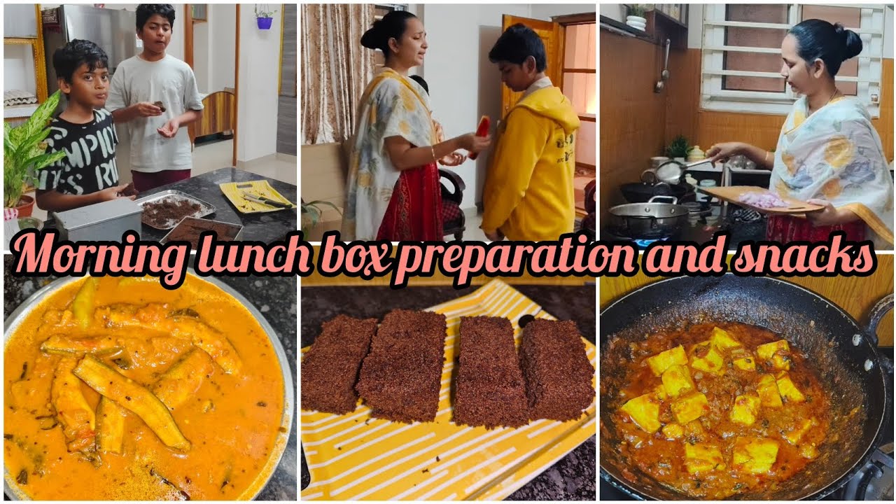 Morning lunch box preparation|బొమ్మిడాయిల పులుసు, paneer Tomato curry, chocolate rava cake|vlog 