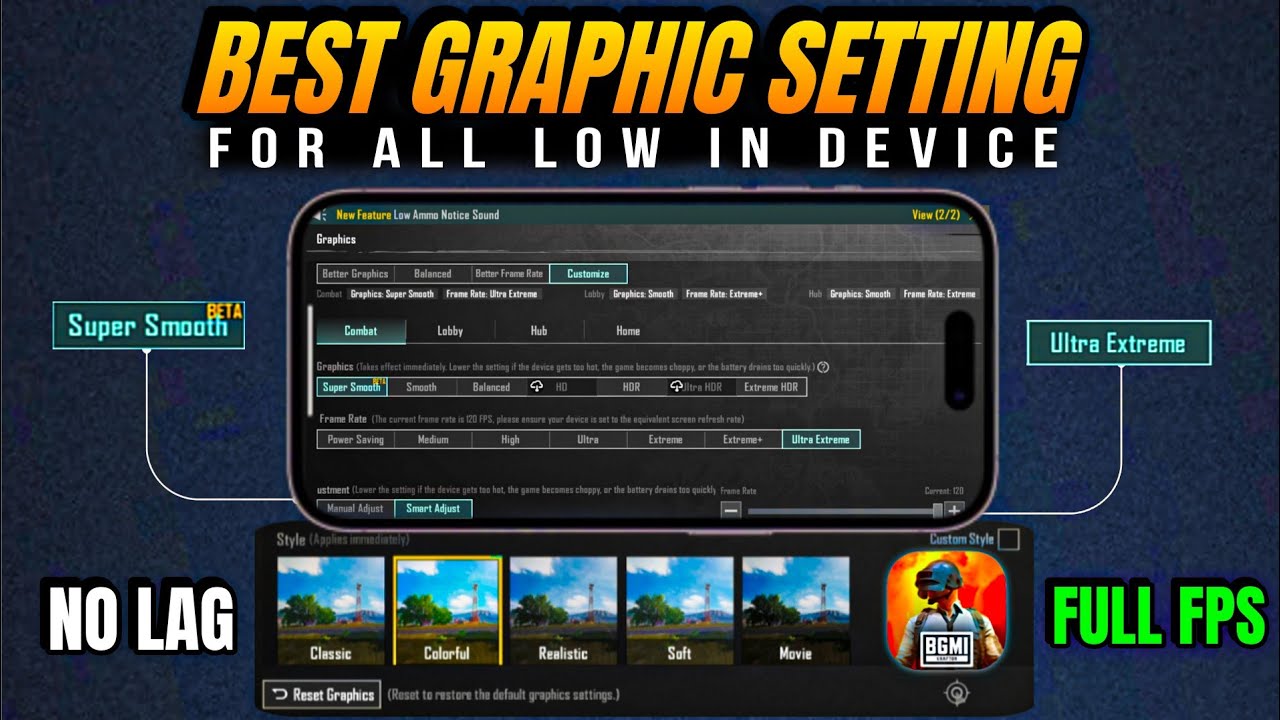 Best Graphic setting in Bgmi || New season best no lag graphic setting in bgmi