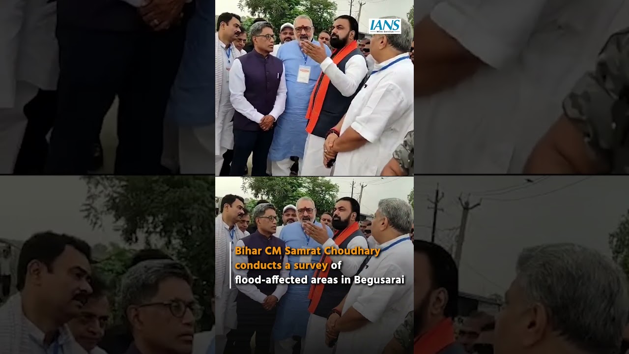 Bihar CM Samrat Choudhary Surveys Flood-Hit Areas in Begusarai
