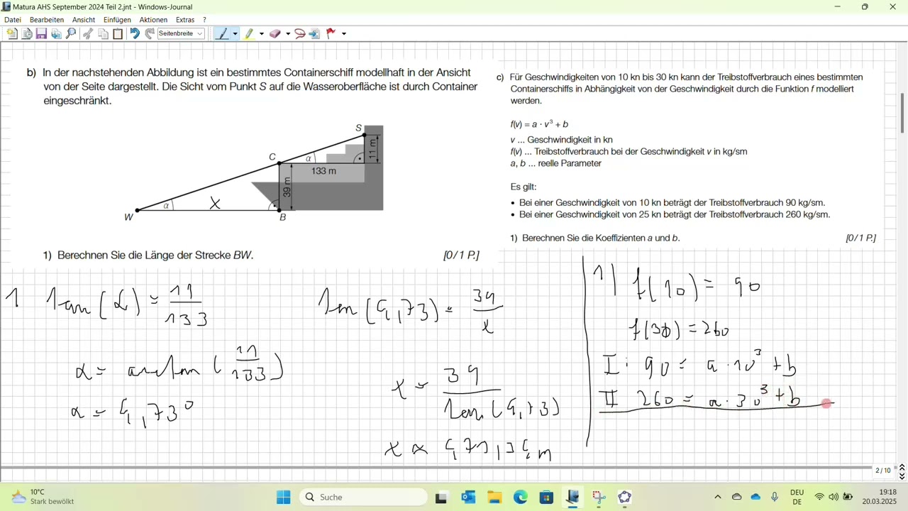 Mathematik Matura September 2024 AHS (mit GeoGebra) - Teil 2