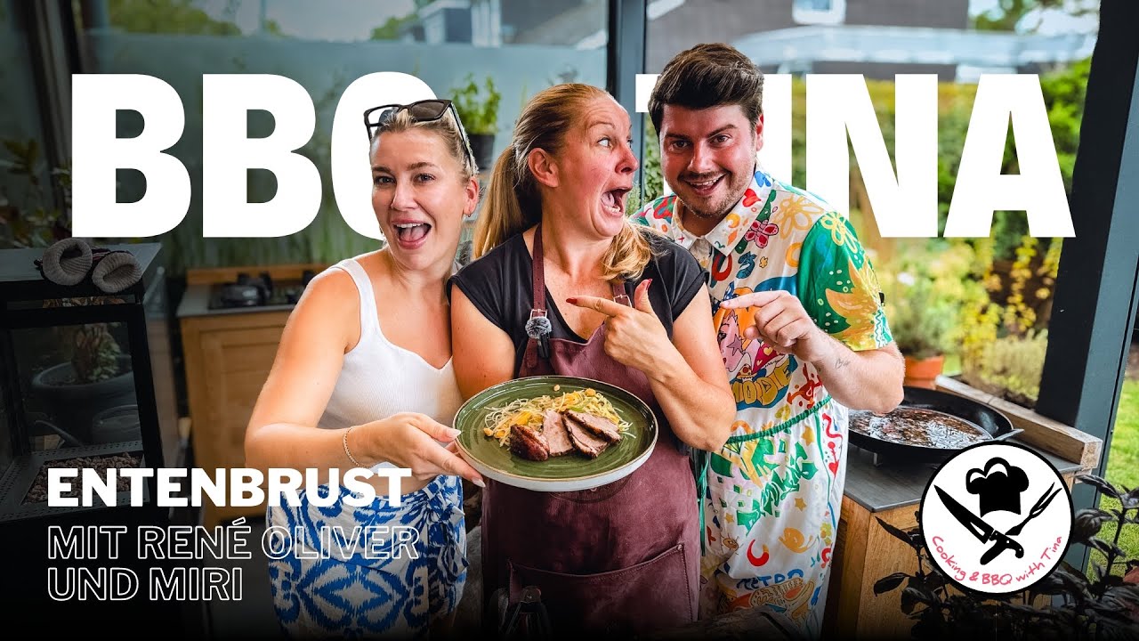 BBQ Entenbrust mit Glasnudelsalat mit Rezept und Gäste René Oliver und Miri