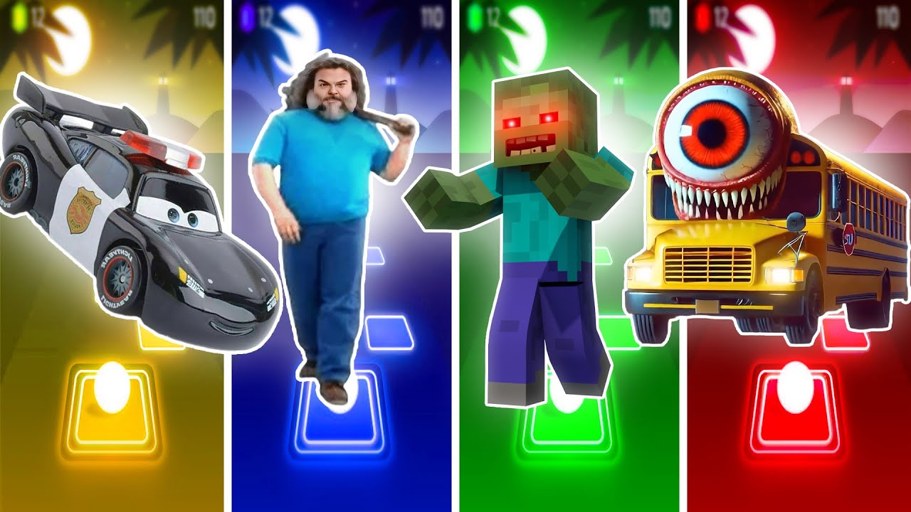 Bus Eater EXE 🆚 Steve 🆚 Police MqQeen 🆚 Zombie | TIles Hop EDM Rush