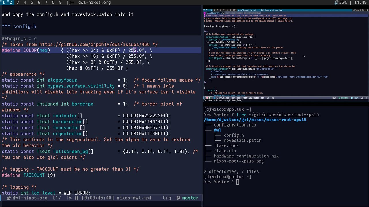 dwl on nixos with a override for config.h and patches