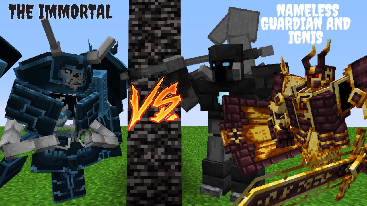 The Immortal vs Nameless Guardian And Ignis / Minecraft Mob Battle