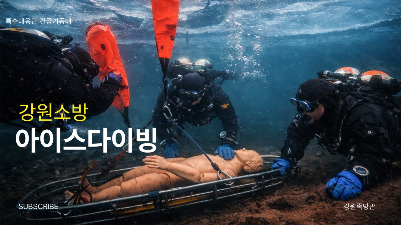 강원소방 아이스다이빙 훈련 4K