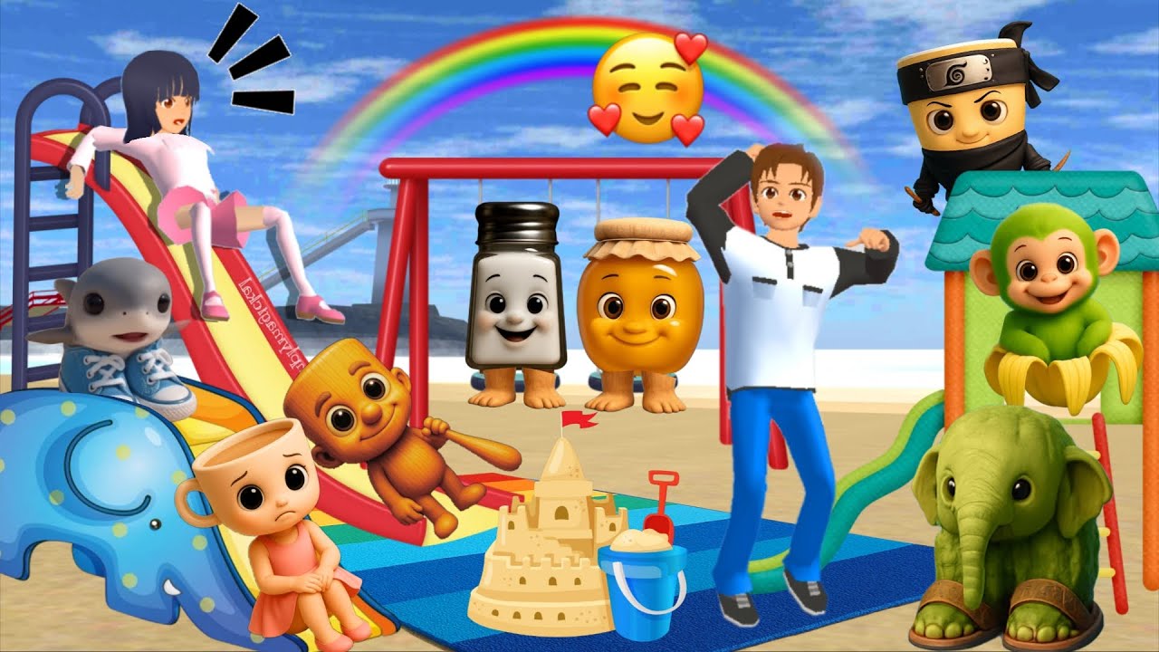 yuta mio kaget pasukan bocil anomali main playground di pantai | SAKURA SCHOOL SIMULATOR