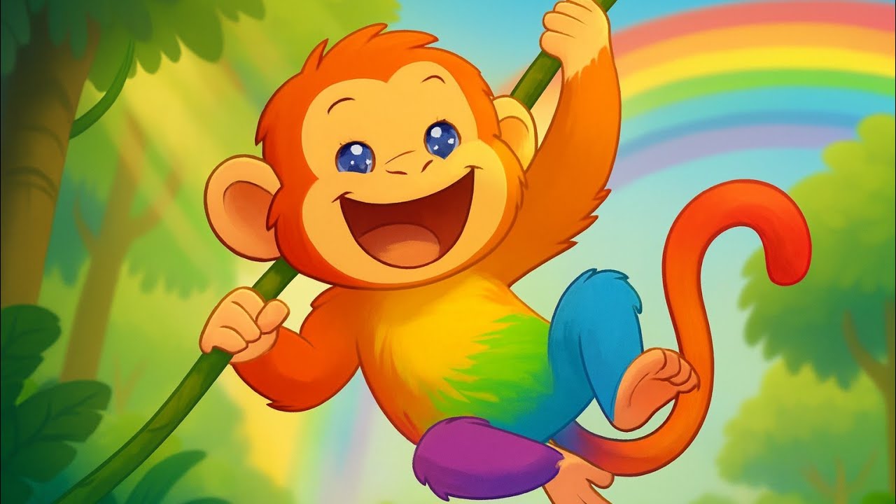 🌈 Rainbow Monkey Song 🐒 | Fun Color Learning Song for Kids