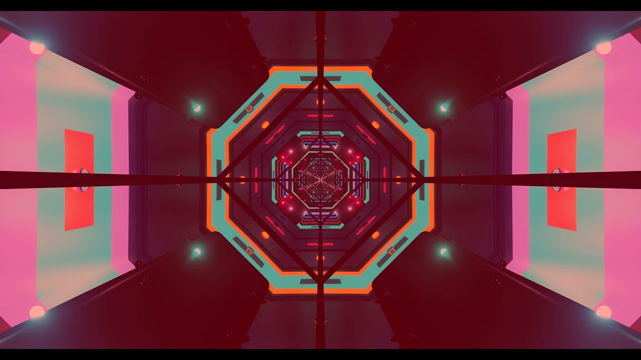 10 hours Neon Tunnel Screensaver 4K UHD 60fps Vj Loop Octagon Purple Orange
