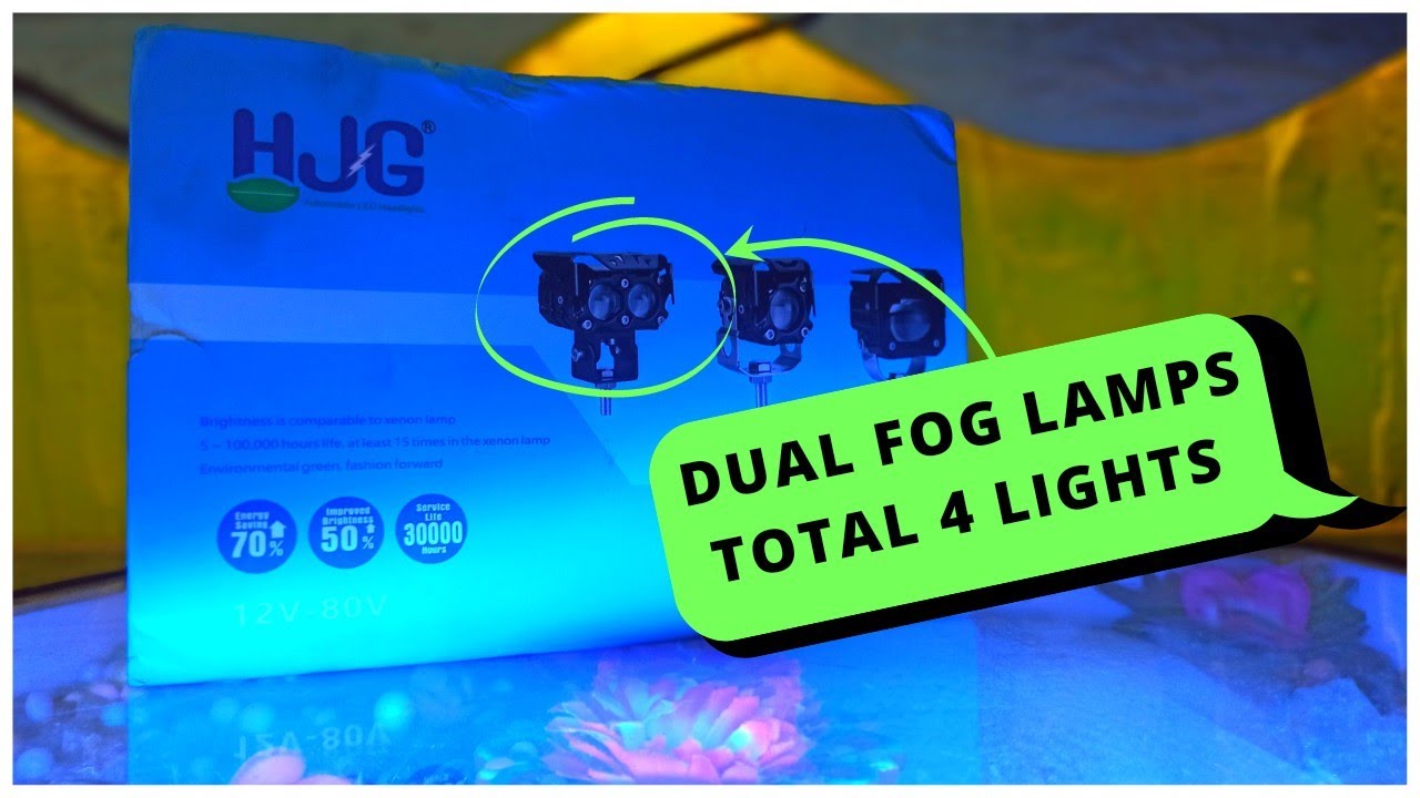 HJG Fog Lights For Bike - Mega Drive Dual Colour LED & Maddog Clamps | RE Bullet 350 | JayOnBike