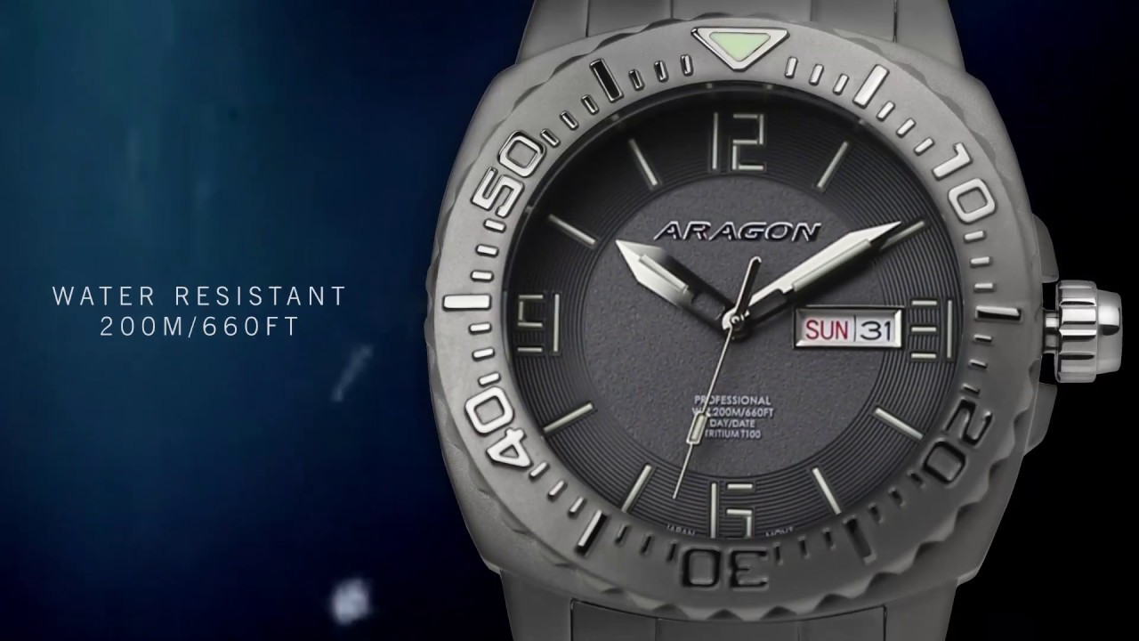 ARAGON&reg; The Self-Illuminating Tritium T-100 Seiko NH36 Movement Dive Watch