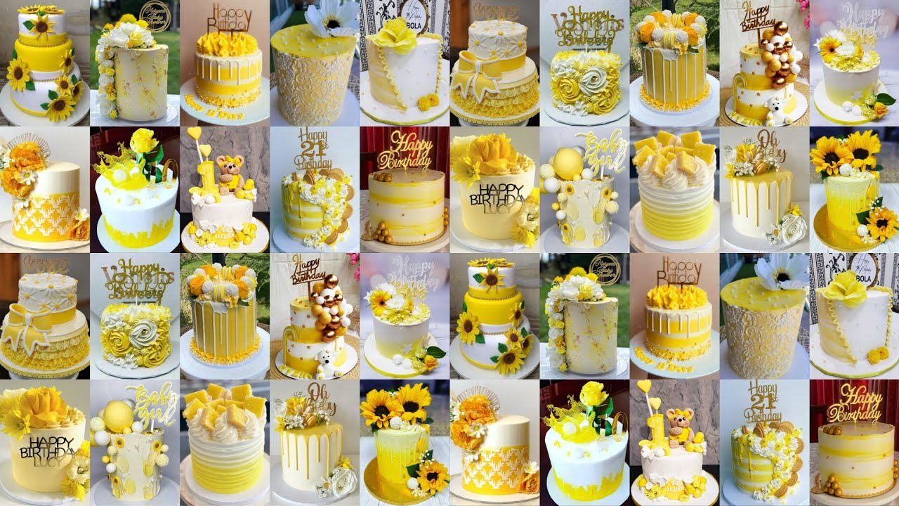 💛Yellow & White Cake Decoration Ideas/Yellow Colour Cake Design/Anniversary Cake/Birthday Cake Ideas