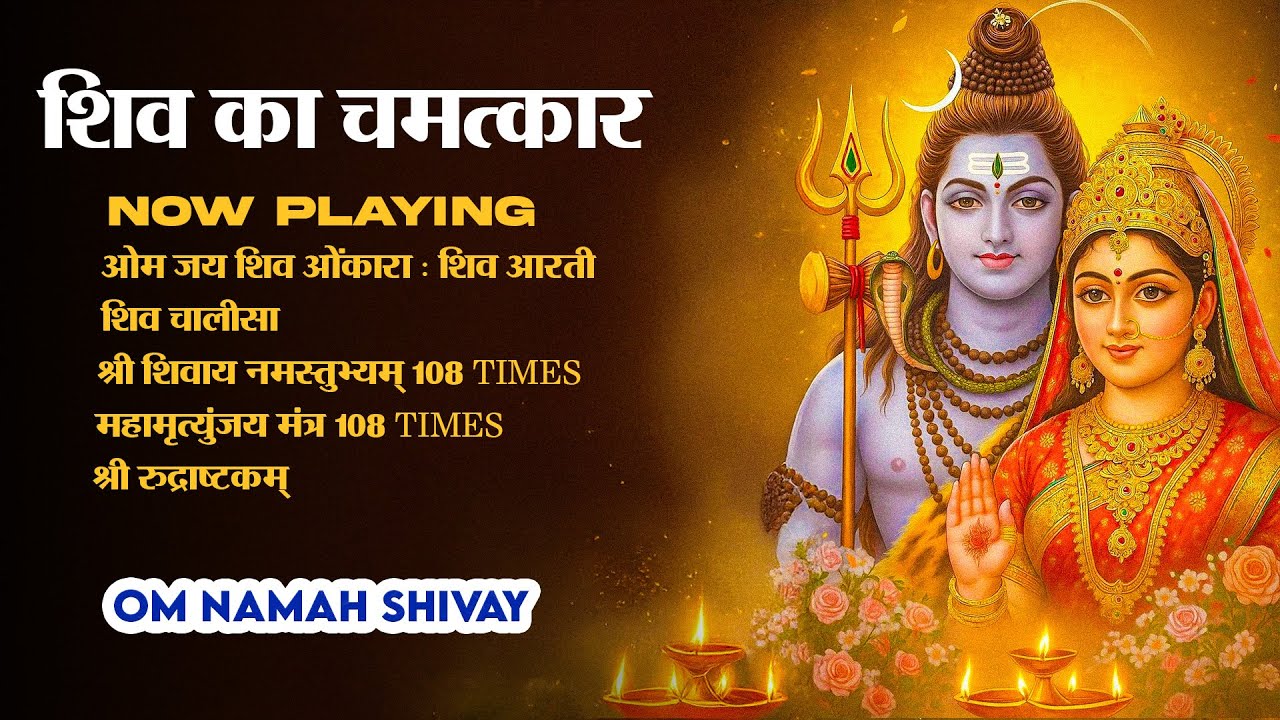 Now Playing  ॐ जय शिव ओंकारा  शिव आरती  शिव चालीसा  महामृत्युंजय मंत्र 108 बार  श्री रुद्राष्टकम्