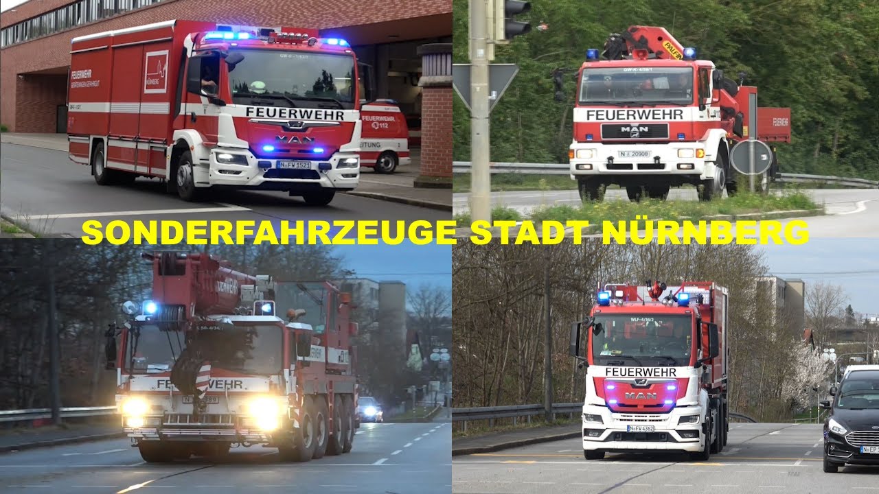 [STADT NÜRNBERG] Sonderfahrzeuge Einsatzfahrten - ELW2, GW-G, WLF, Kranwagen, TLF und vieles mehr