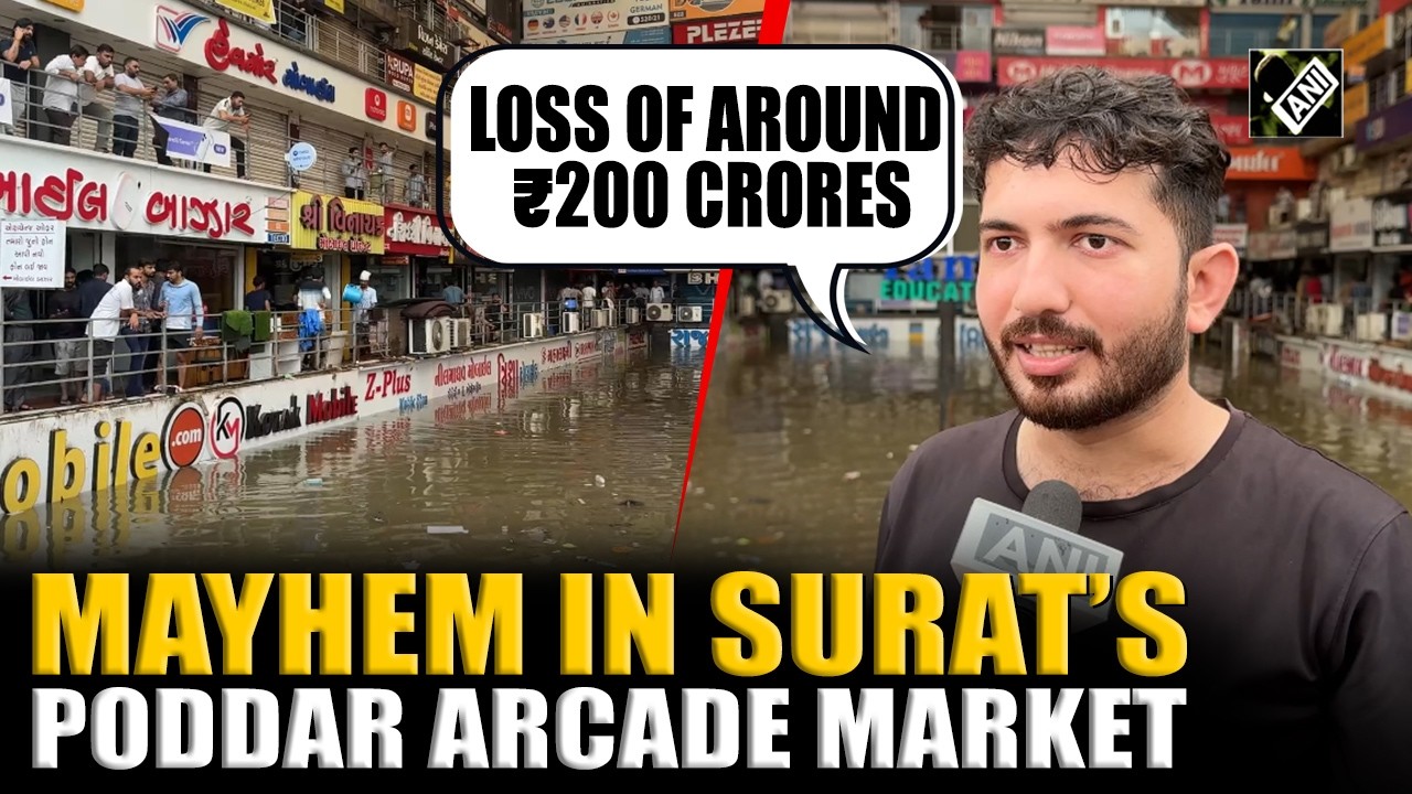 Surat&rsquo;s Poddar Arcade market submerged in torrential rain, triggering loss of nearly Rs. 200 crore