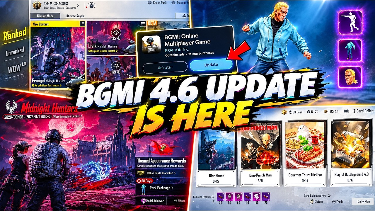 BGMI 4.6 UPDATE IS HERE / MIDNIGHT HUNTERS EVENT / NEW BIG CLASSIC CHANGES