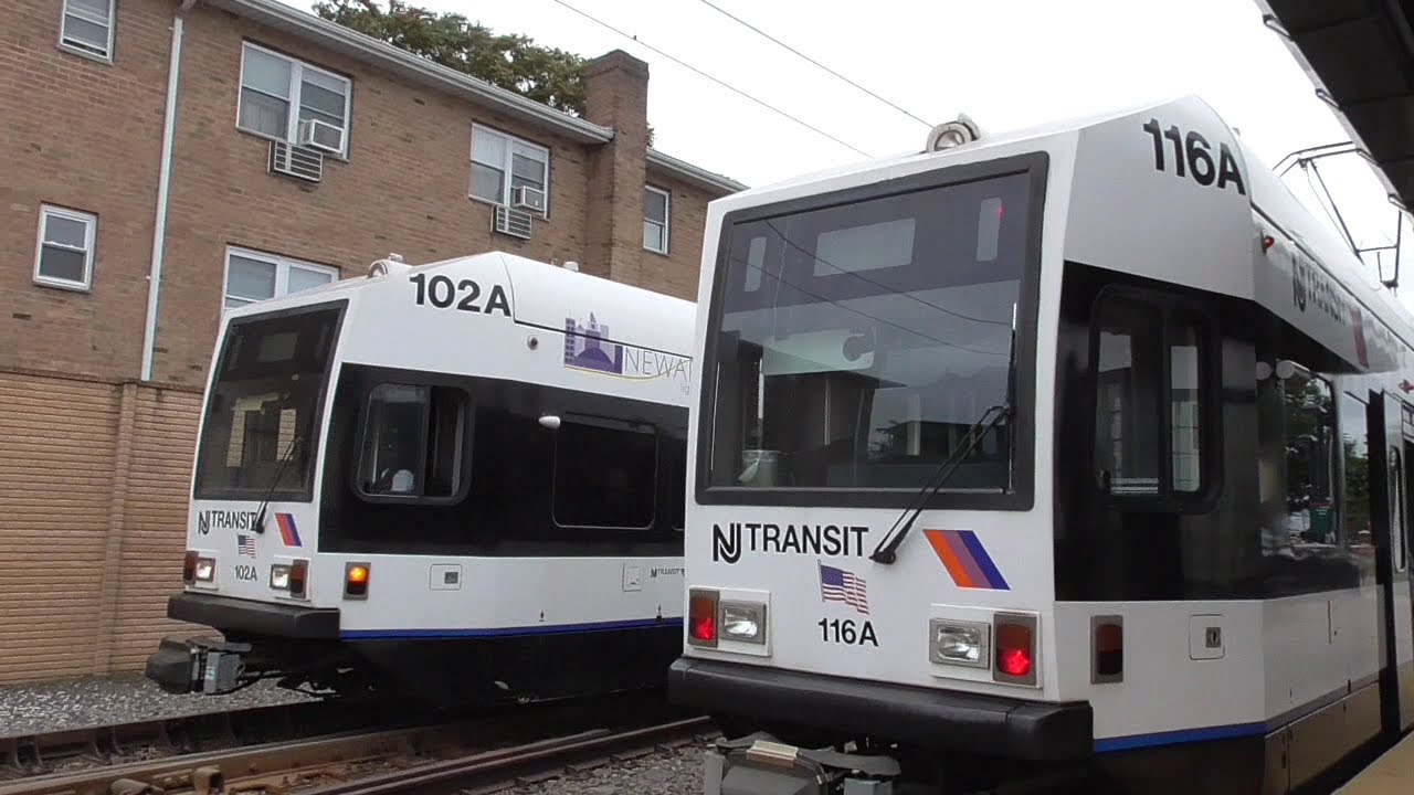 NJ Transit Newark Light Rail Rush Hour Trains in Belleville NJ at Silver Lake Station