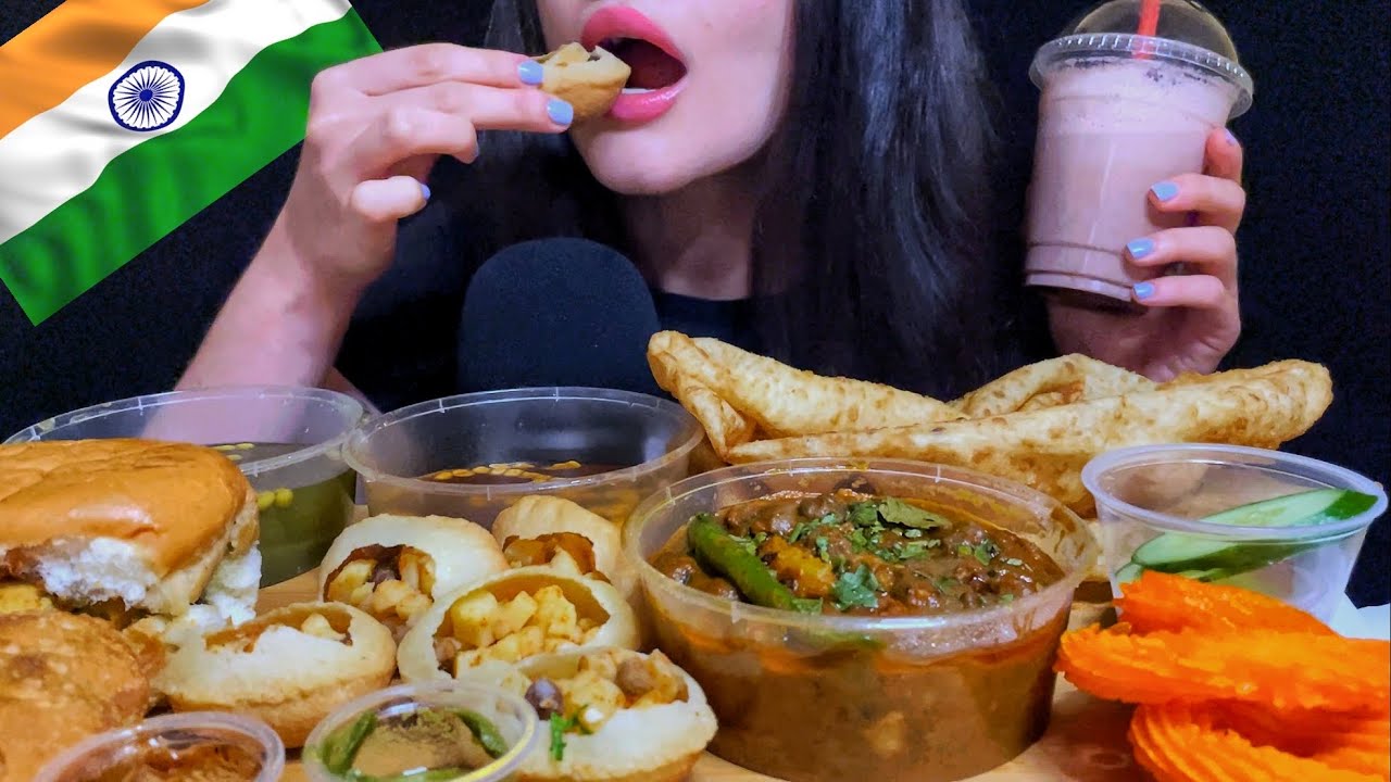 ASMR INDIAN STREET FOOD MUKBANG (No Talking) EATING PANI PURI, VADA PAV, KACHORI, JALEBI