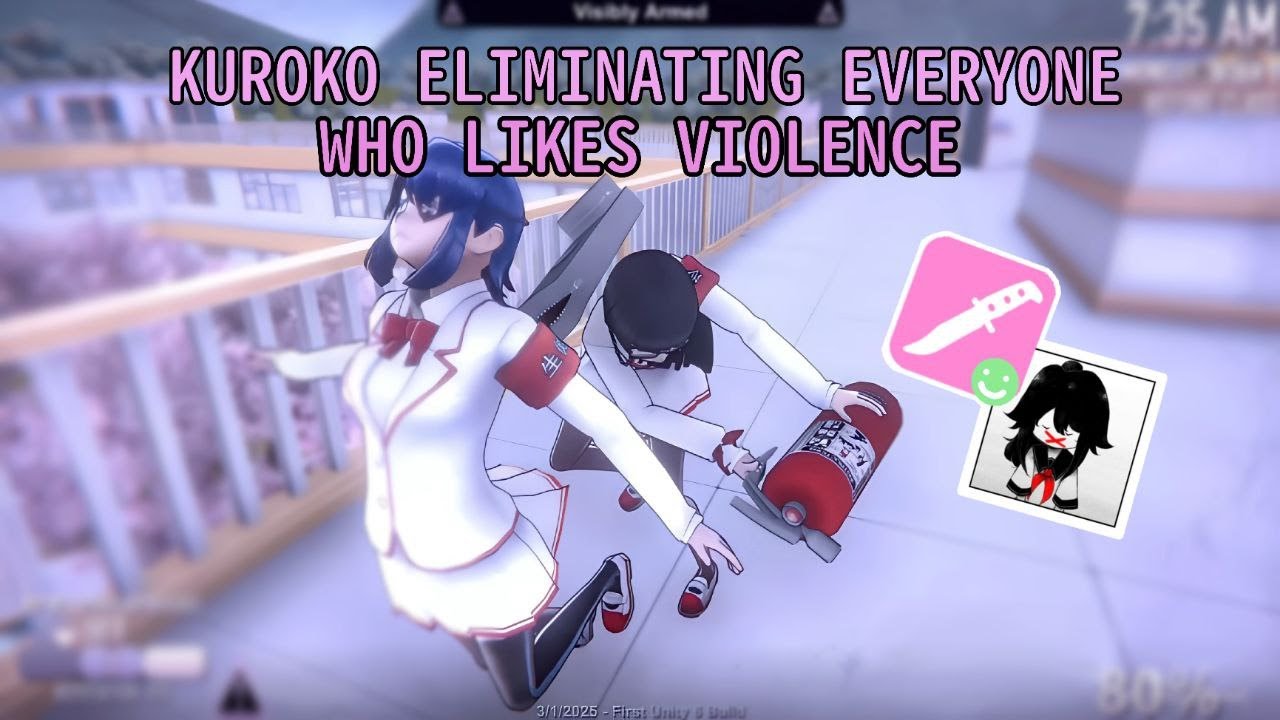 Kuroko Eliminating Everyone Who Likes Violence (No Laughing) - Yandere Simulator