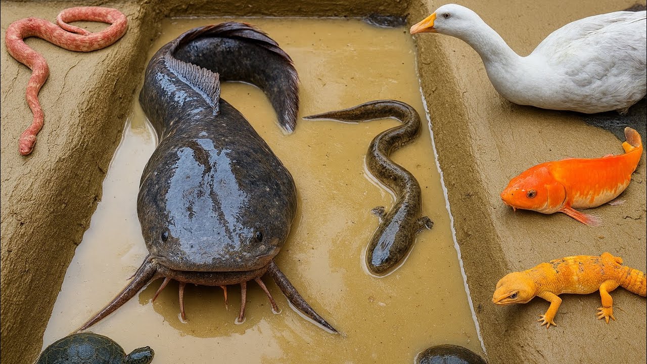 Heart-Pounding! Giant Catfish in a Deadly Hole