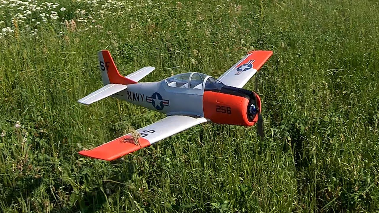 Homemade T-28 Trojan RC Plane flight