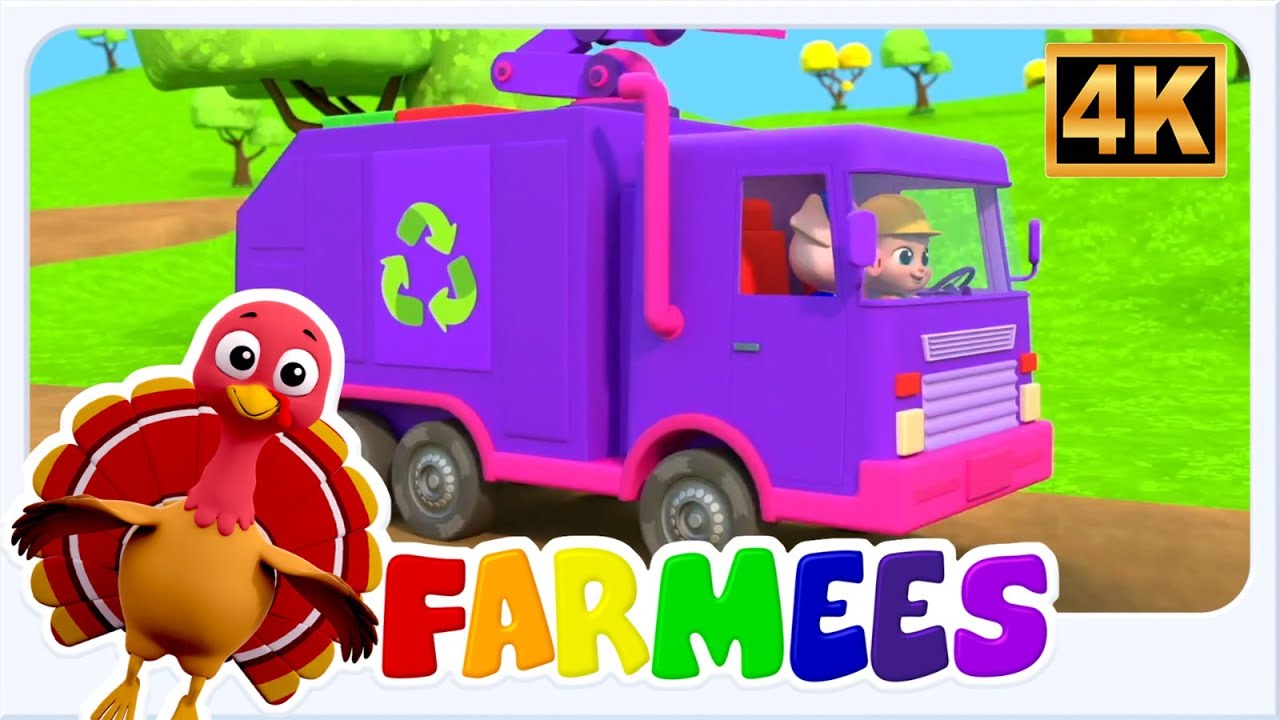 Ruote Del Camion Della Spazzatura | Altro Ancora Imparare Video per Bambini - Farmees